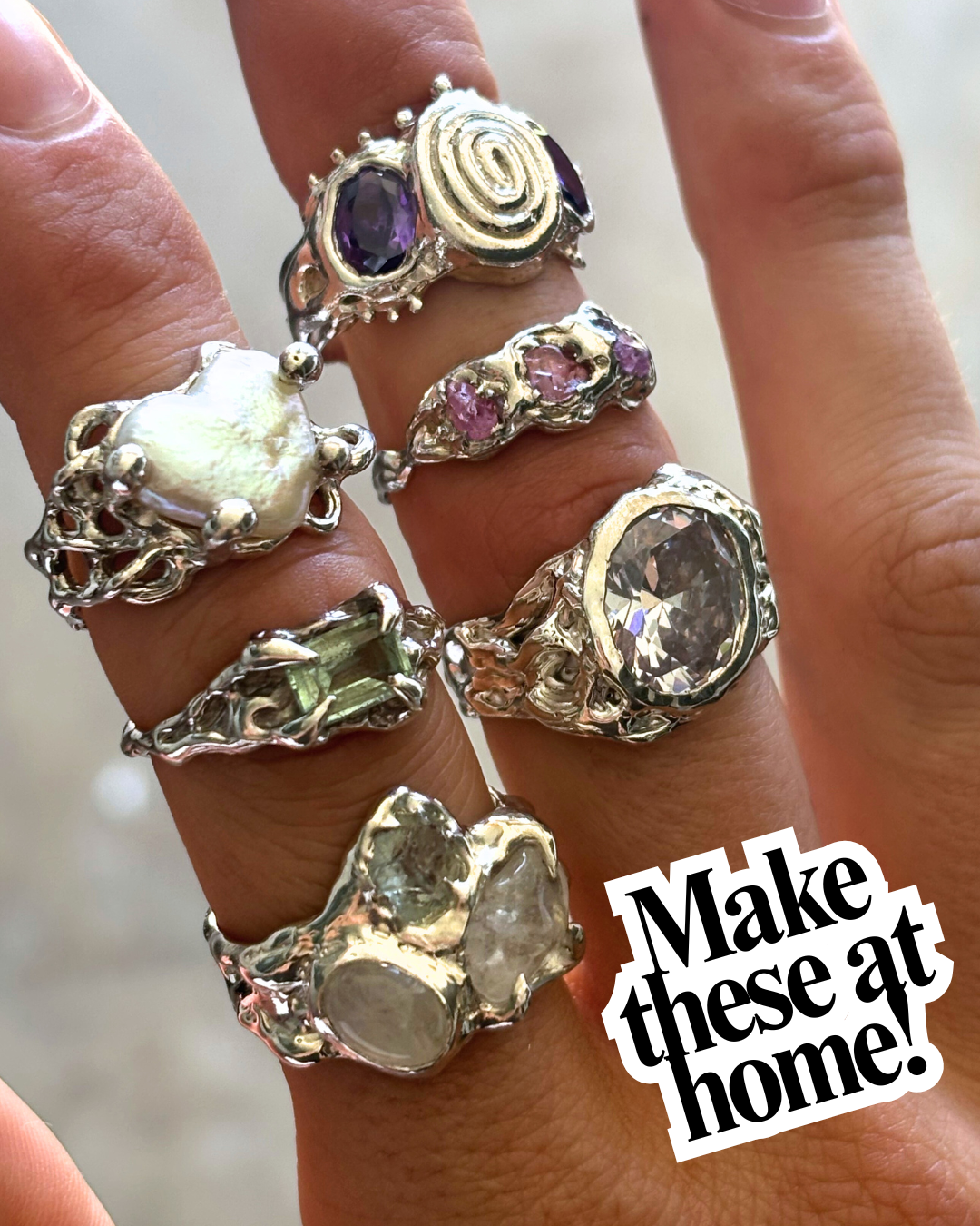 Make wax rings using the Lost Wax technique.